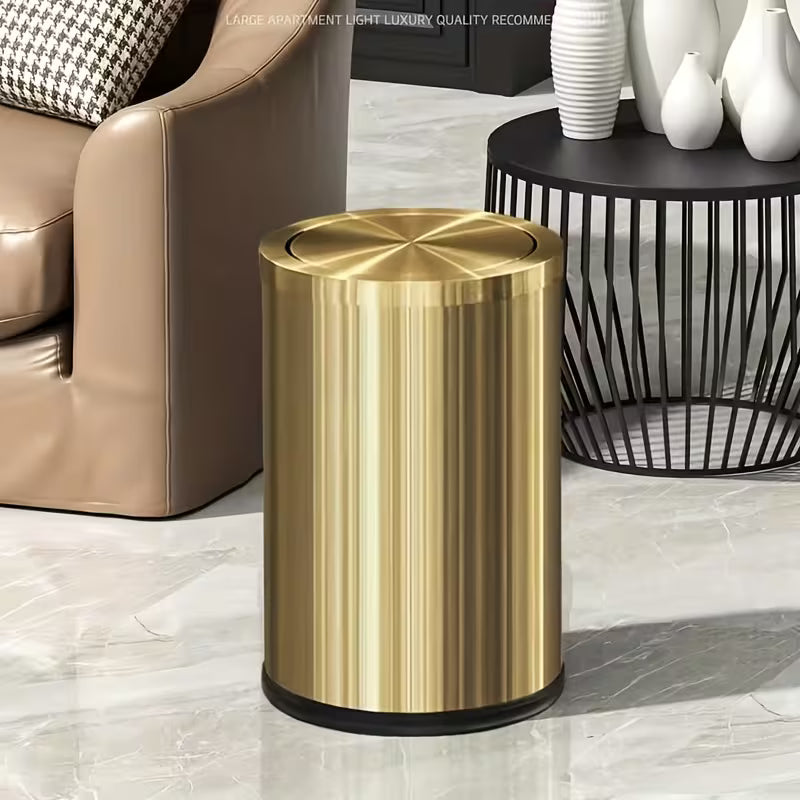 Golden Light Small Stainless Steel Flip-Top Trash Can