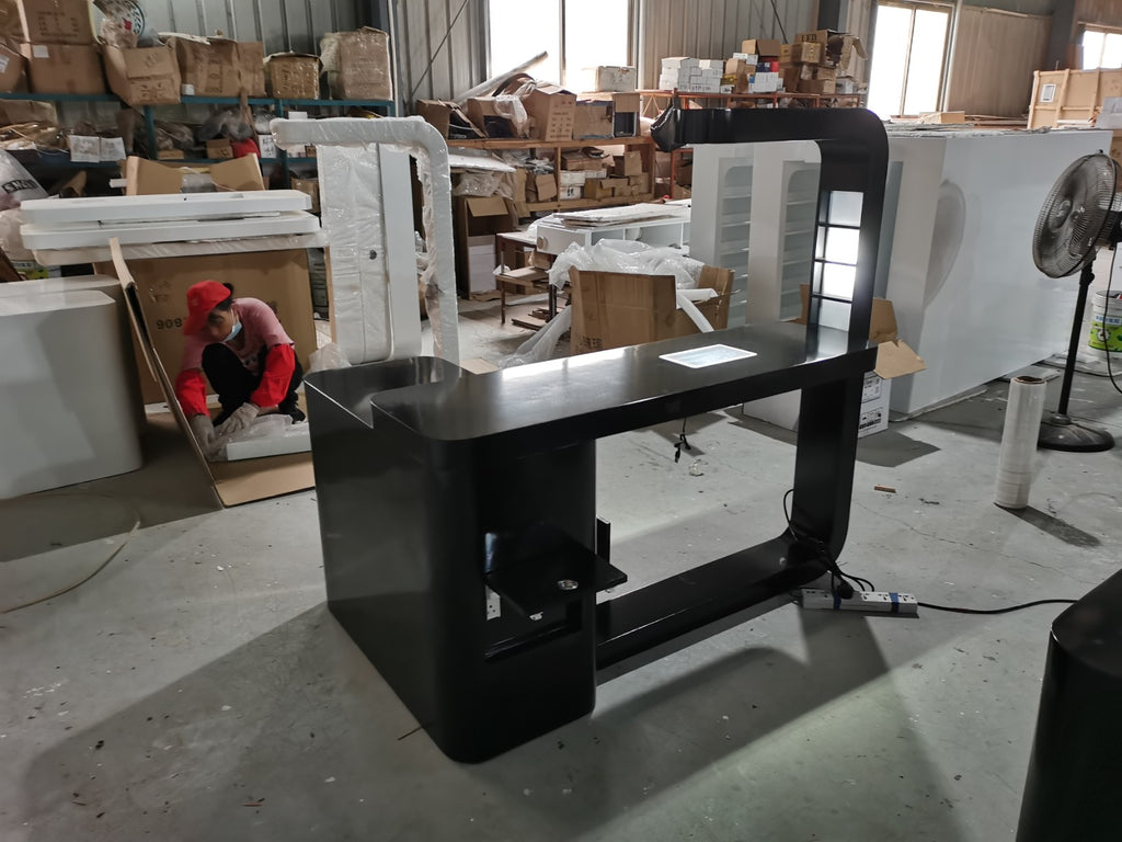 Modern Luxurious Single-Seater Manicure Table with Built-In Light, Storage & Extractor Fan