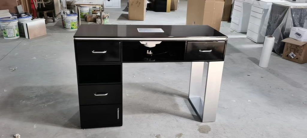 Modern Luxurious Single-Seater Manicure Table with Built-In Storage & Extractor Fan