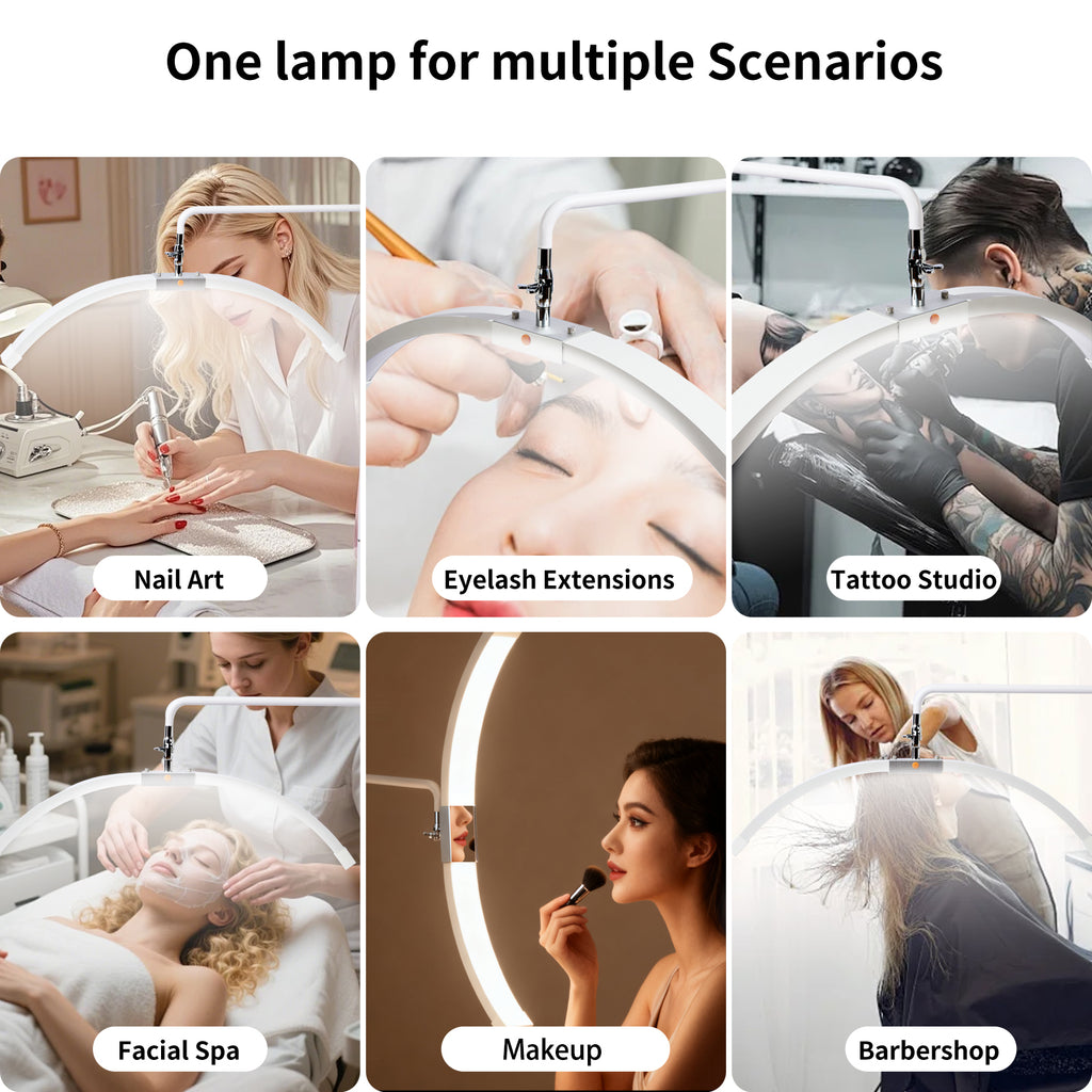 Floor-Mounted Moon Eyelash Lamp with Mirror & Phone Stand