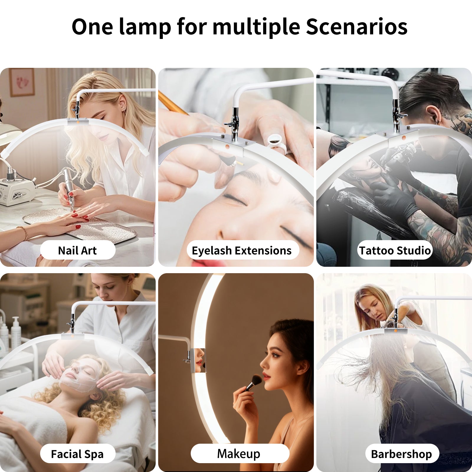 Floor-Mounted Moon Eyelash Lamp with Mirror & Phone Stand