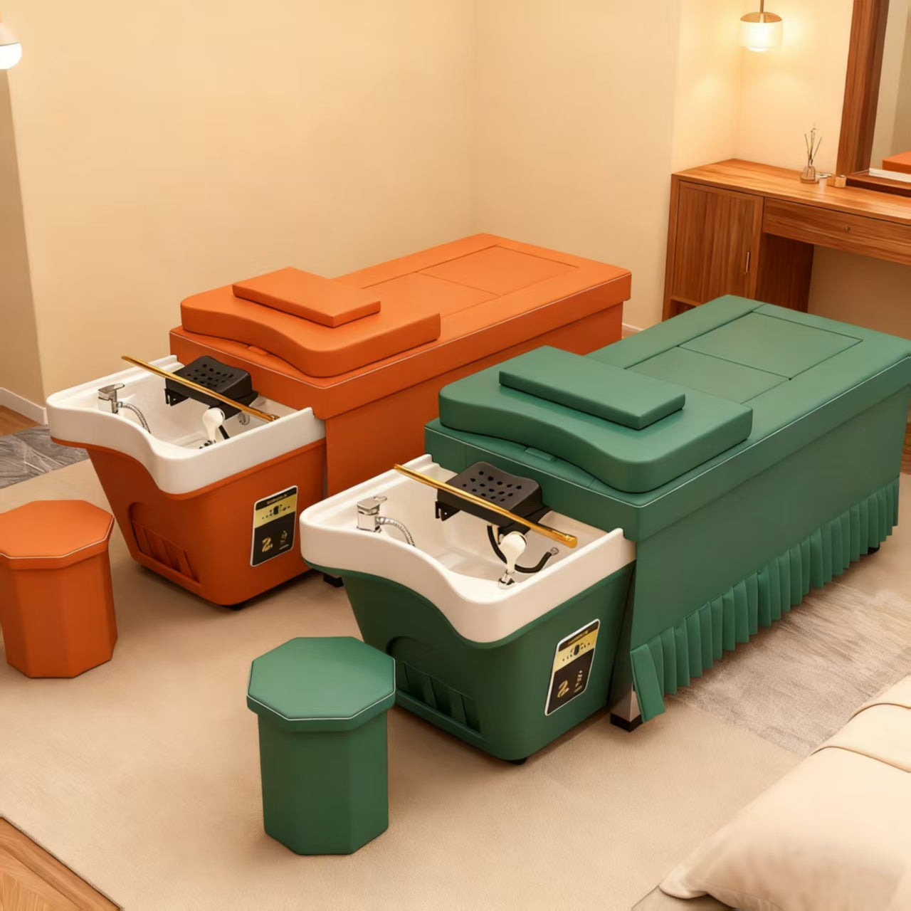 Thai Adjustable Massage & Shampoo Bed - Multi-Function Spa Treatment Table with Moxibustion | Luxe Salon Equipment