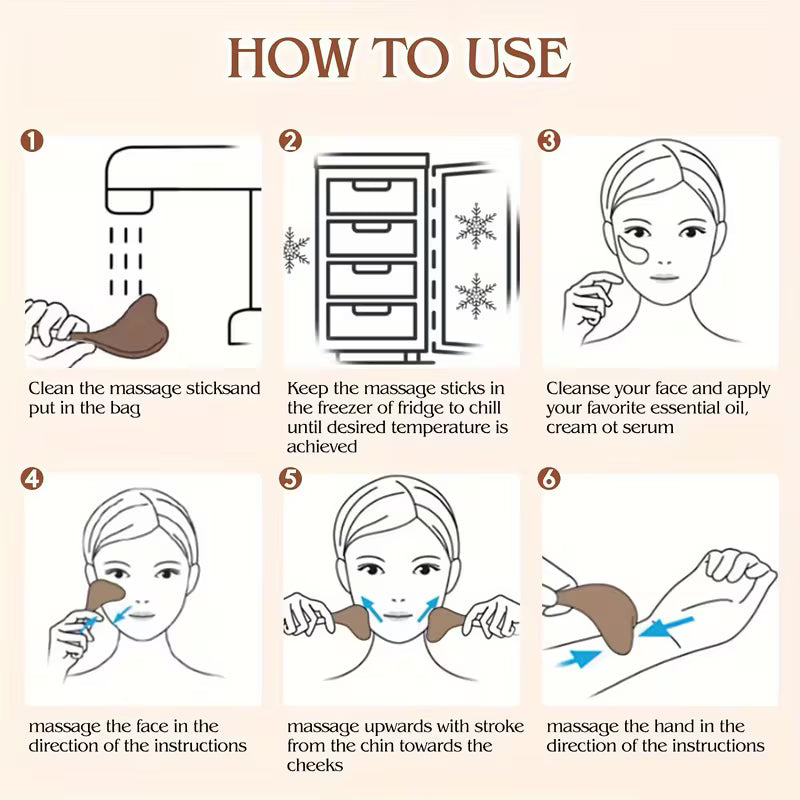 2pcs Reusable Facial & Eye Stainless Steel Facial Ice Contour Massager