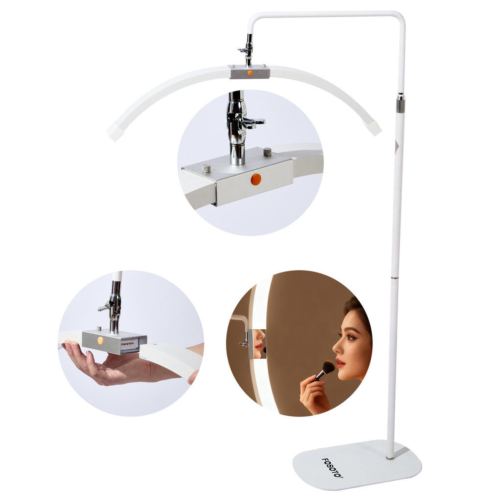 Floor-Mounted Moon Eyelash Lamp with Mirror & Phone Stand