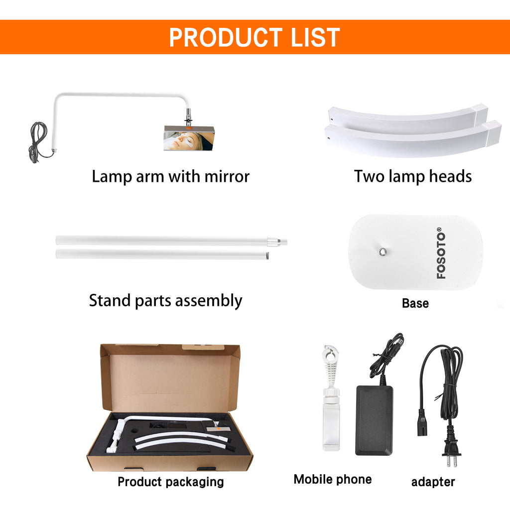 Floor-Mounted Moon Eyelash Lamp with Mirror & Phone Stand