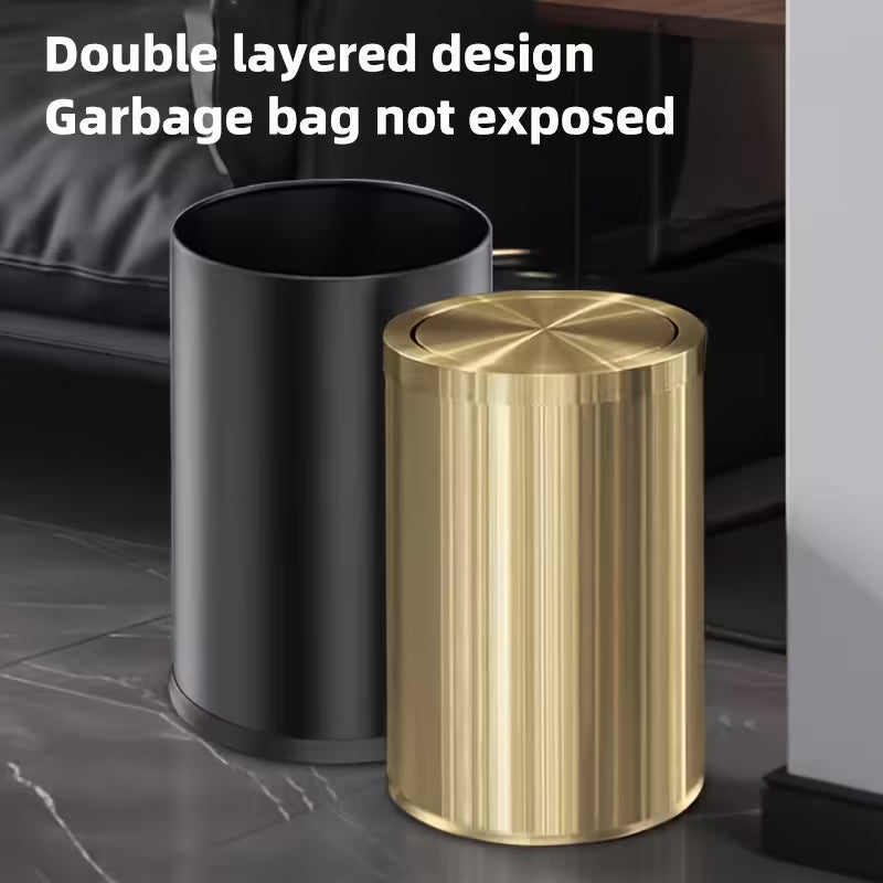 Golden Light Small Stainless Steel Flip-Top Trash Can