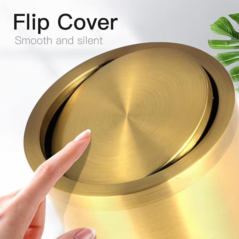 Golden Light Small Stainless Steel Flip-Top Trash Can