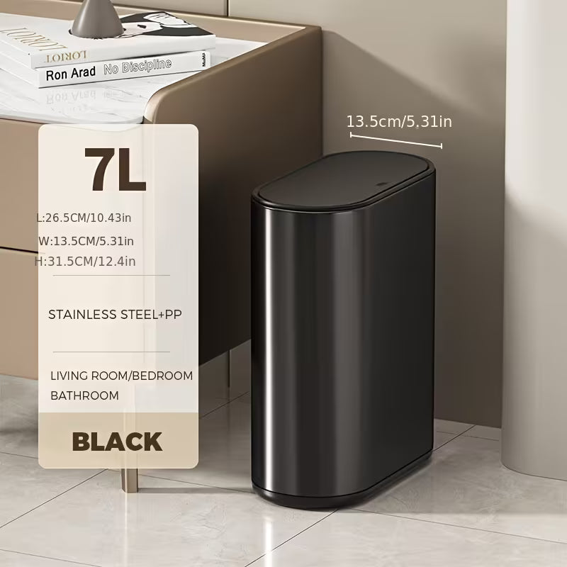 7L/1.85 Gallon Stainless Steel Oval Crevice Trash Can