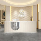 Custom Rectangular Salon Reception Desk - Modern Spa Furniture with Logo Customization | Luxe Salon Equipment