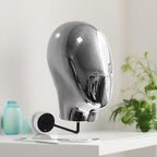 Metallic Wall-Mounted Mannequin Head Wig Display & Storage