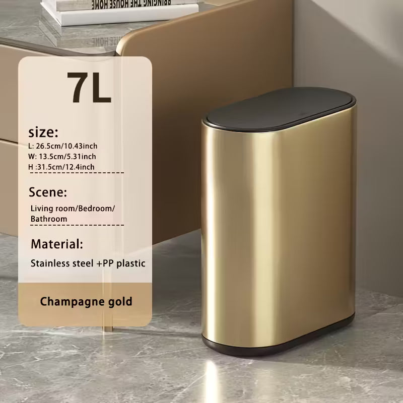 7L/1.85 Gallon Stainless Steel Oval Crevice Trash Can