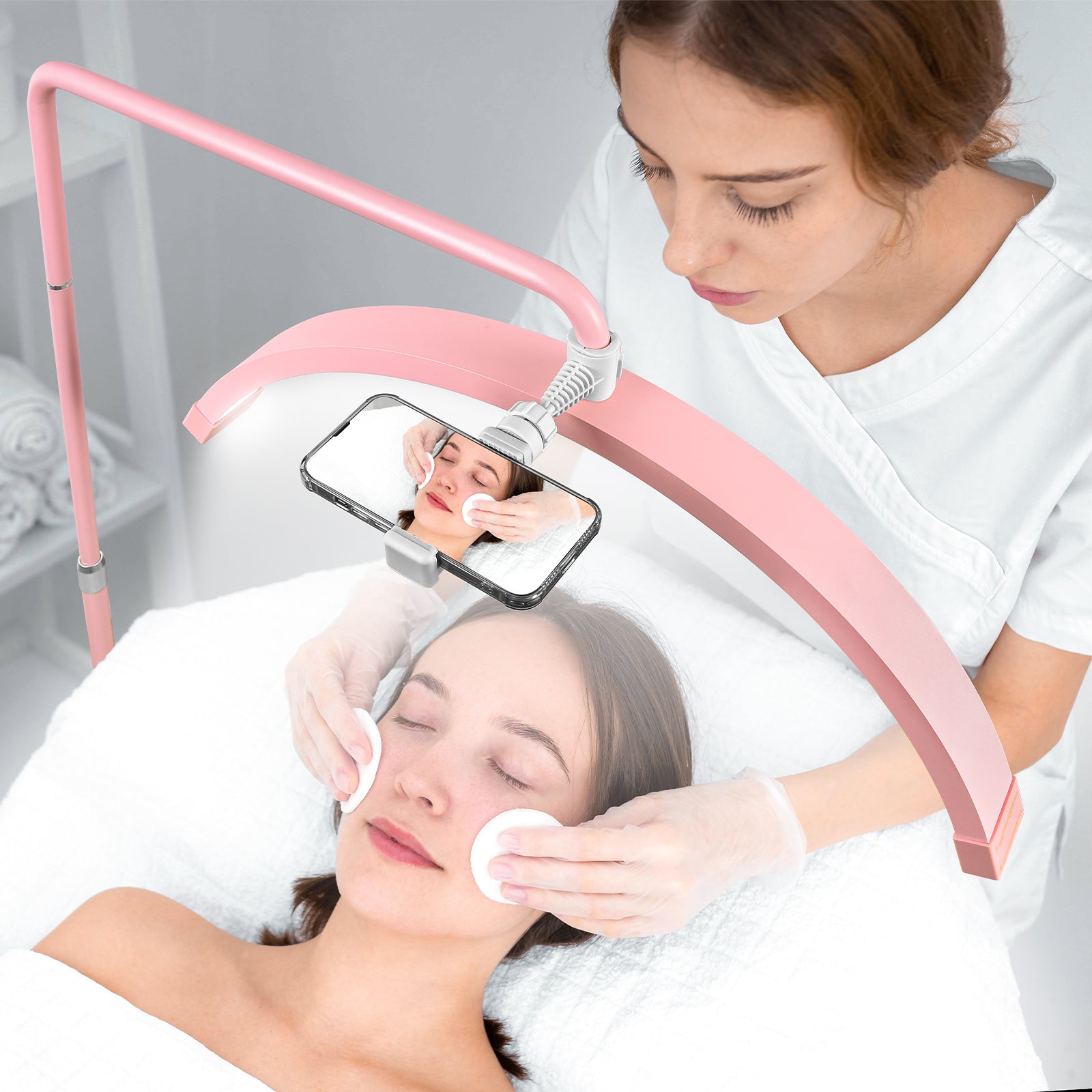 Floor Mounted Moon Light Eyelash Lamp with Phone Stand