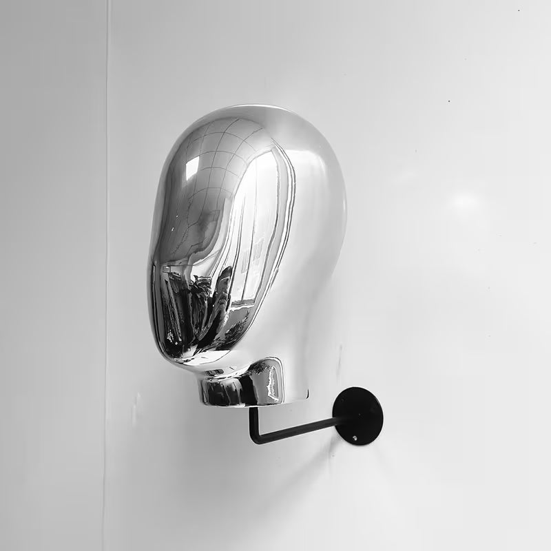 Metallic Wall-Mounted Mannequin Head Wig Display & Storage
