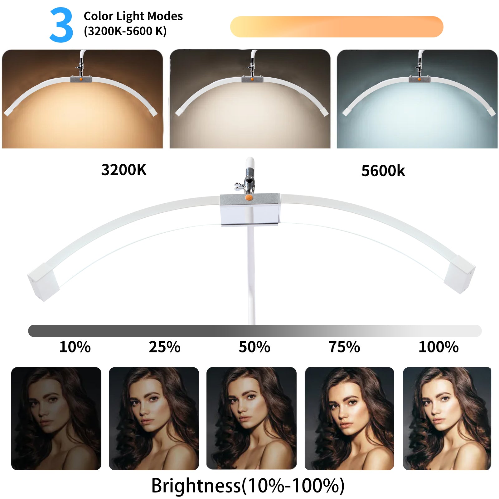 Floor-Mounted Moon Eyelash Lamp with Mirror & Phone Stand