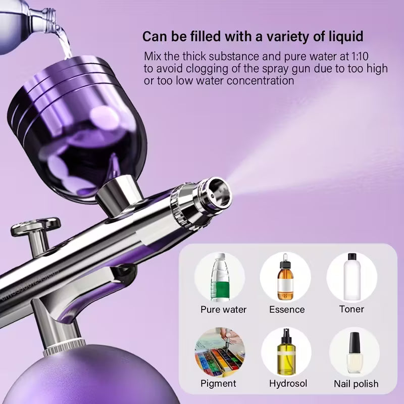 Professional Wireless Airbrush Nail Art System with Built-In Compressor - Rechargeable