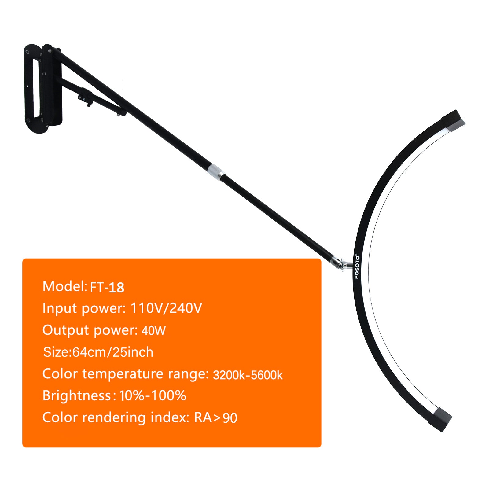 Wall Mounted Half Moon Light Manicure Lamp with Phone Stand