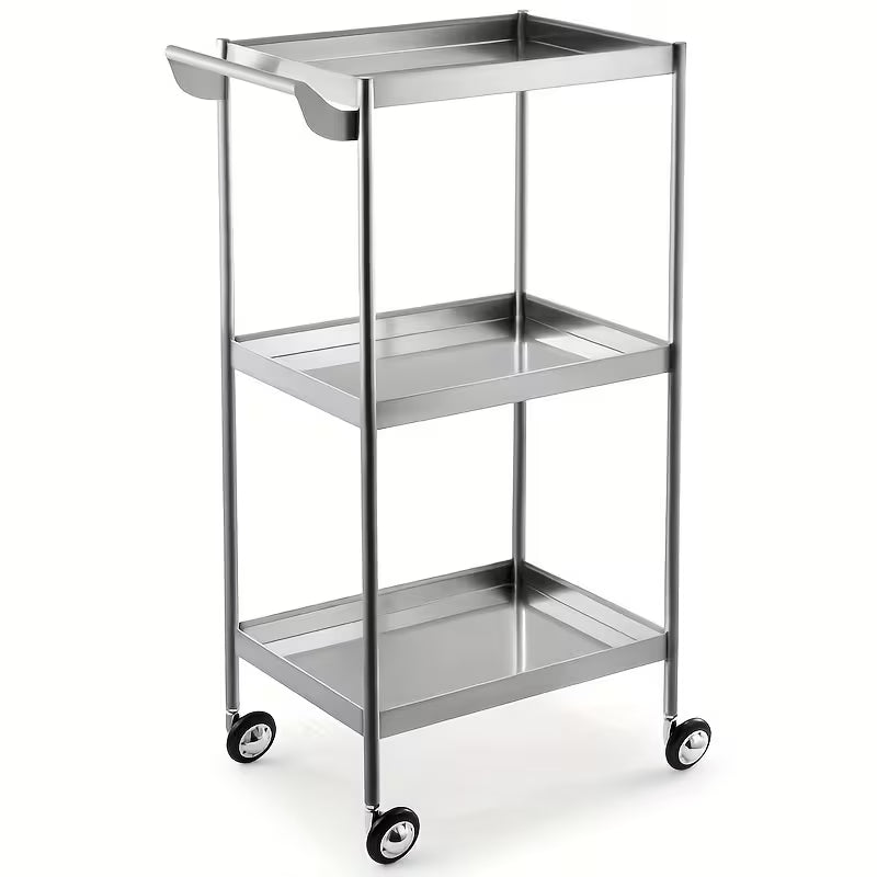 3-Tier Stainless Steel Salon/Spa Trolley with Wheels