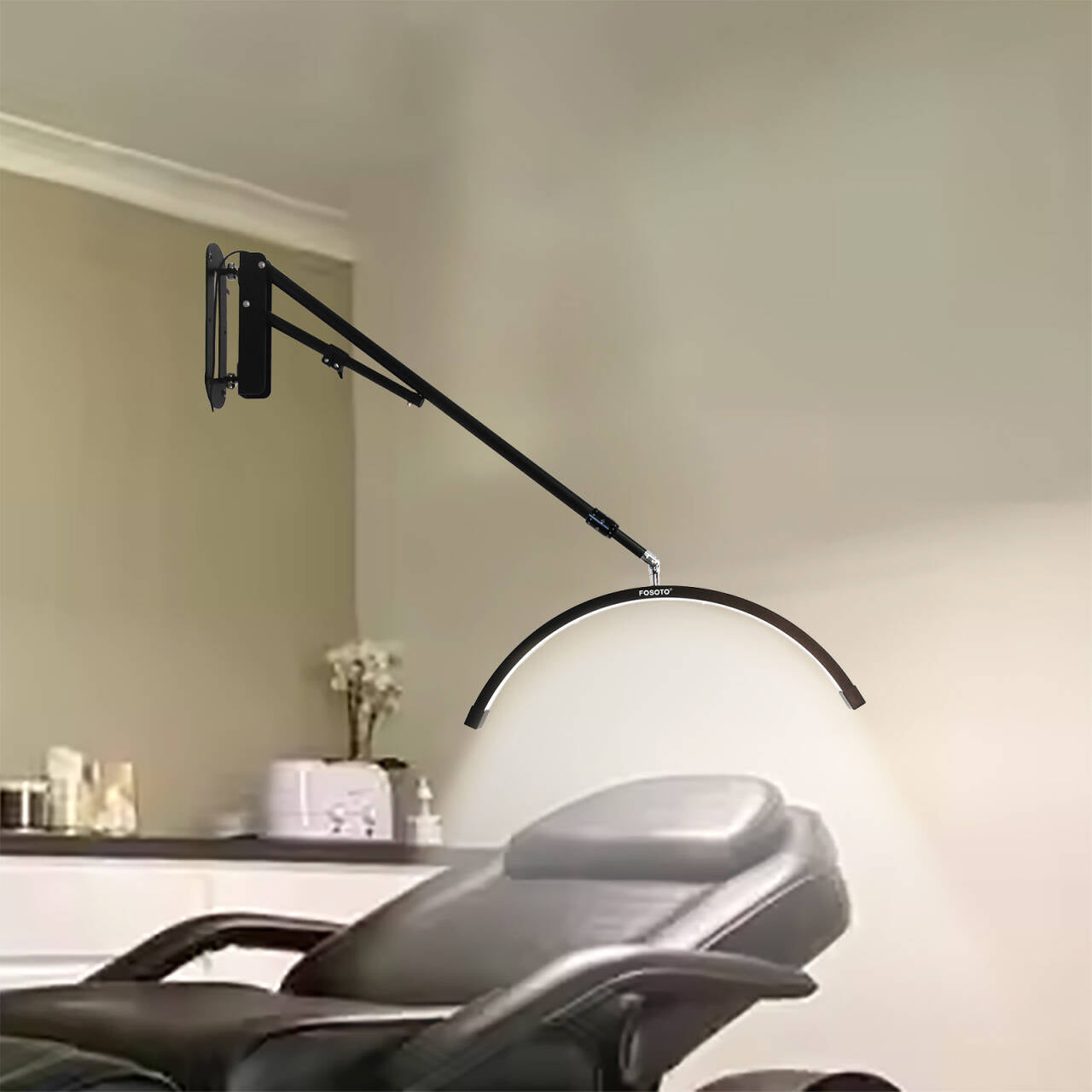 Wall Mounted Half Moon Light Manicure Lamp with Phone Stand