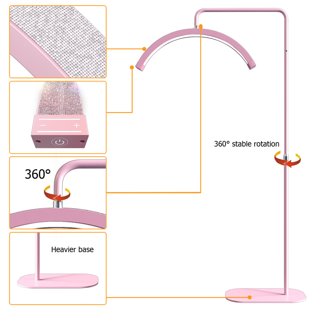 Floor Mounted Moon Light Eyelash Lamp with Phone Stand