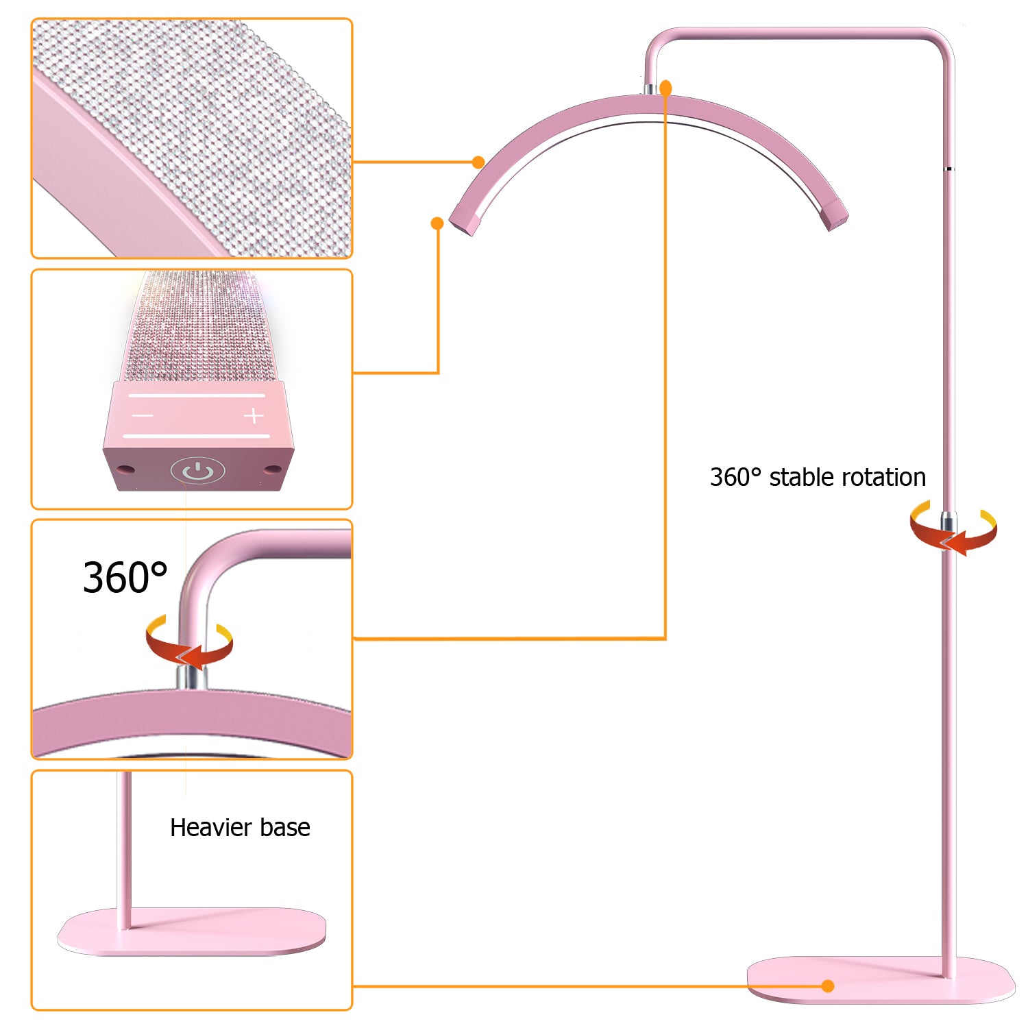 Floor Mounted Moon Light Eyelash Lamp with Phone Stand