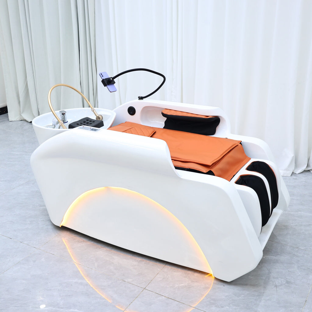 Luxury Heated Massage Shampoo Chair Bed with Phone Stand