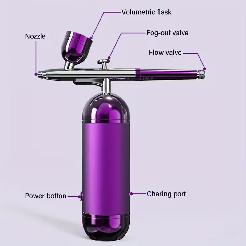 Professional Wireless Airbrush Nail Art System with Built-In Compressor - Rechargeable