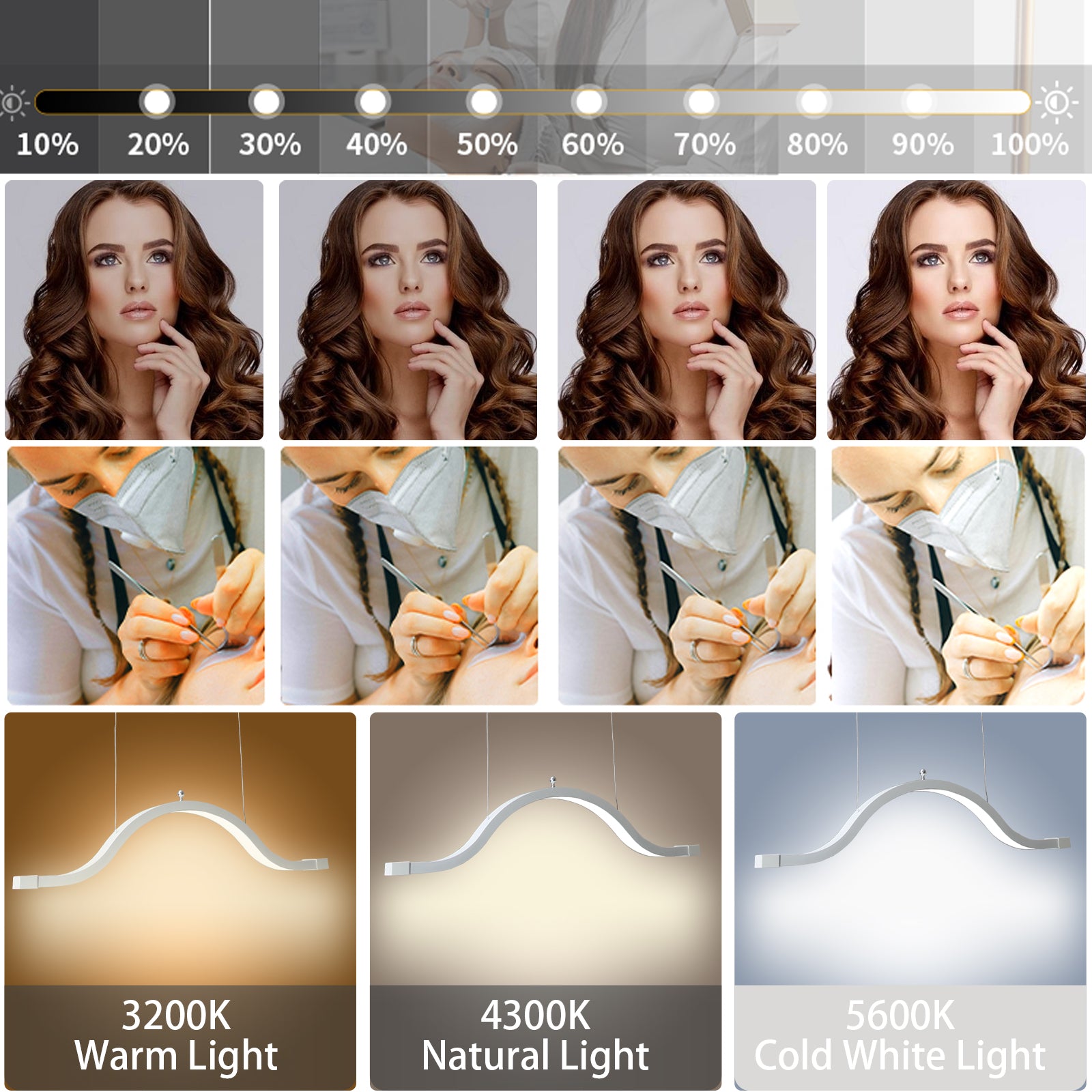 Ceiling-Mount Cloud Light Eyelash Lamp with Phone Stand
