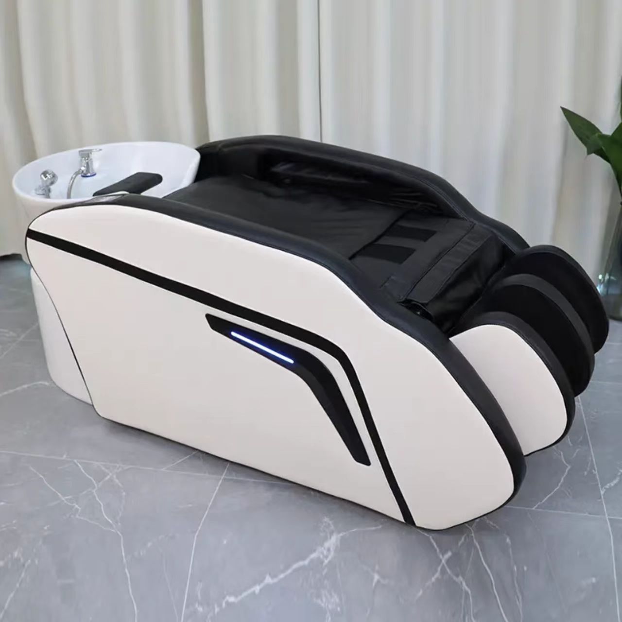 Heated Adjustable Fixed Point & Airbag Massage Shampoo Chair with Bluetooth Speaker - Professional Salon Wash Station | Luxe Salon Equipment