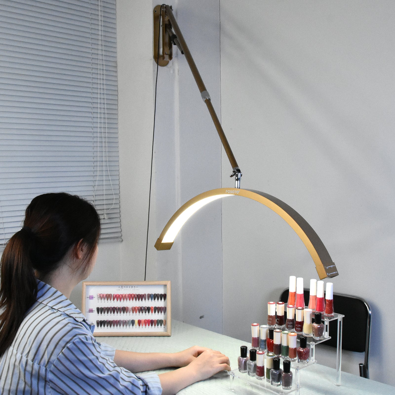 Wall Mounted Half Moon Light Manicure Lamp with Phone Stand