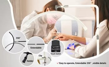 Professional Half Moon LED Clip Light for Lash Extensions and Nail Art