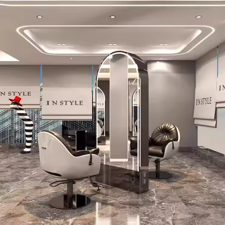 Professional Custom Arch Mirror with LED Light and Sockets for Salons