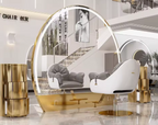 Professional Circular Arch LED Mirror with Platform and Sockets for Salons