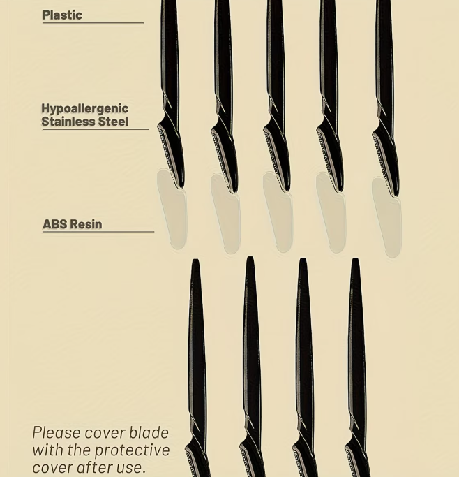 Non-Irritating Stainless Steel Facial Razors for Men & Women - Black