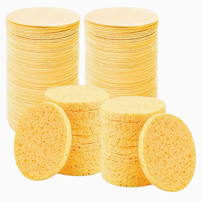 110pcs Compressed Facial Sponges - Disposable Natural Round Soft Pads | Multicolour