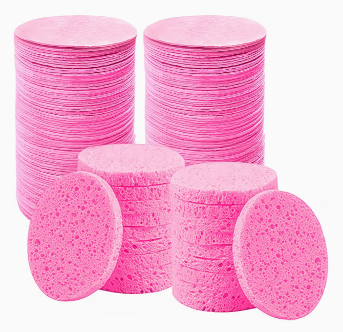 110pcs Compressed Facial Sponges - Disposable Natural Round Soft Pads | Multicolour