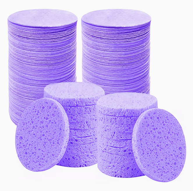 110pcs Compressed Facial Sponges - Disposable Natural Round Soft Pads | Multicolour