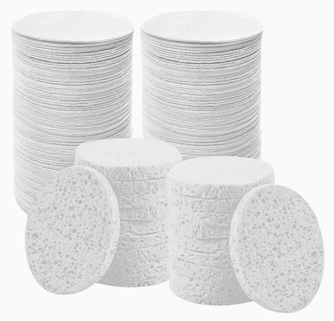 110pcs Compressed Facial Sponges - Disposable Natural Round Soft Pads | Multicolour