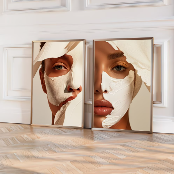 2pcs Unframed Beauty Salon Wall Art Set