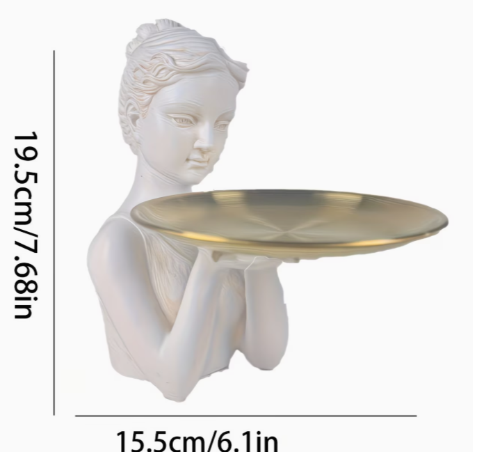 1pc Retro Brushed Female Half-Body Statue Tray Ornament