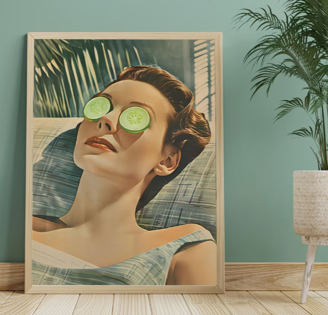 1pc Unframed Vintage Spa Art Print