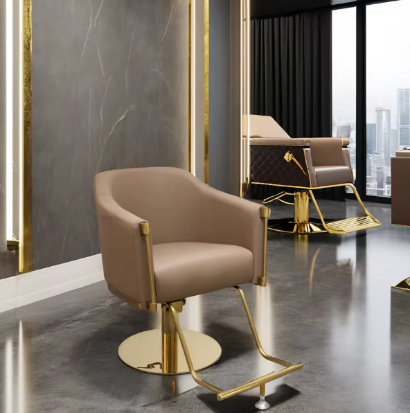 Modern Gold Metal Hydraulic Reclining Styling Chair