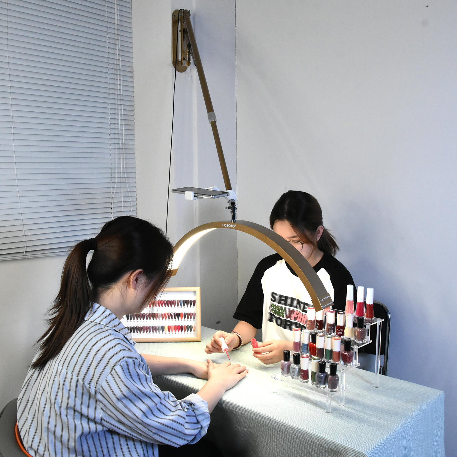 Wall Mounted Half Moon Light Manicure Lamp with Phone Stand