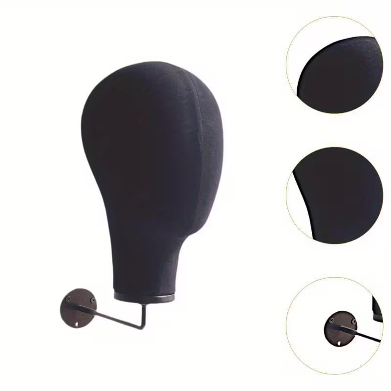 Fabric Wall-Mounted Mannequin Head Wig Display & Storage
