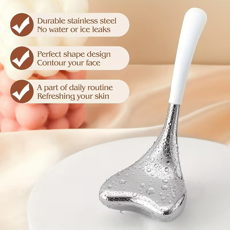 2pcs Reusable Facial & Eye Stainless Steel Facial Ice Contour Massager