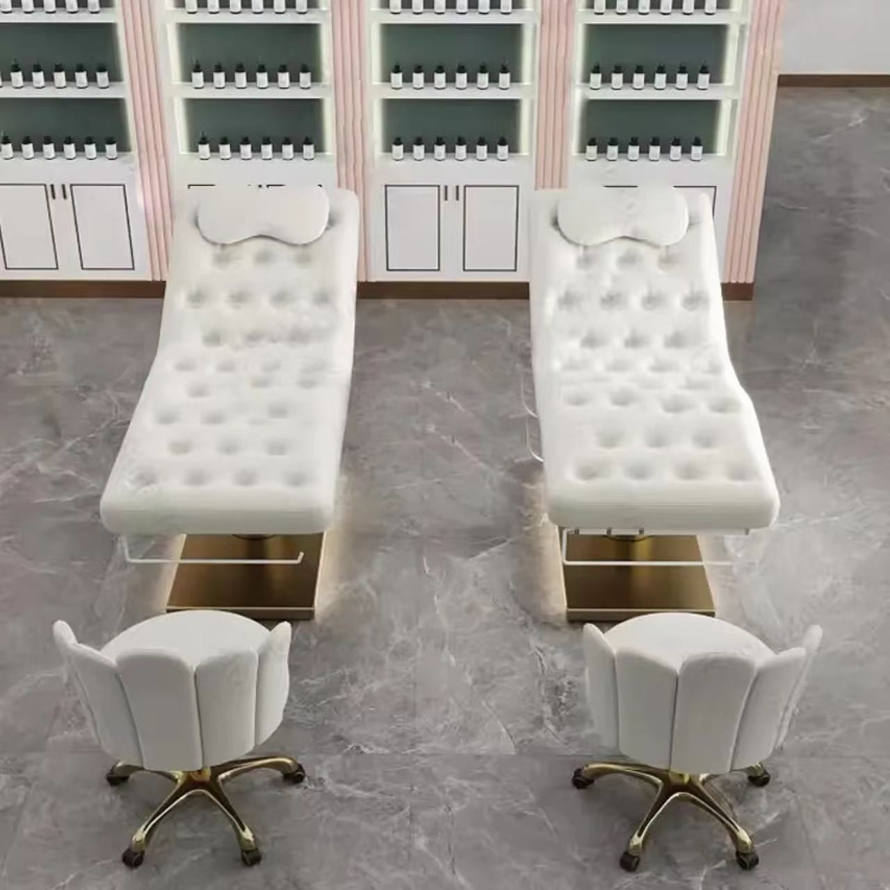 Height Adjustable Tufted Electric Beauty Bed for Lash & Waxing Treatments