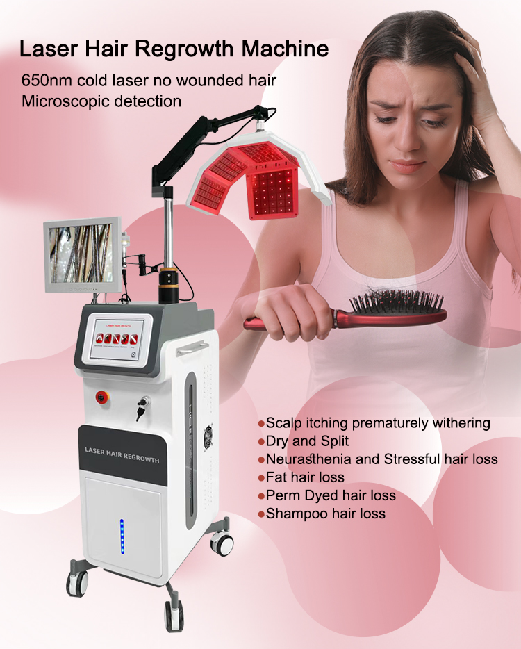 Professional 650nm Laser Hair Regrowth Machine for Hair Loss Treatment & Scalp Health