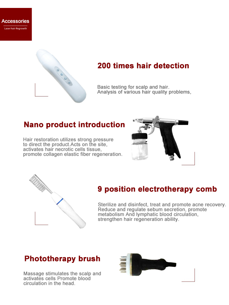 Professional 650nm Laser Hair Regrowth Machine for Hair Loss Treatment & Scalp Health