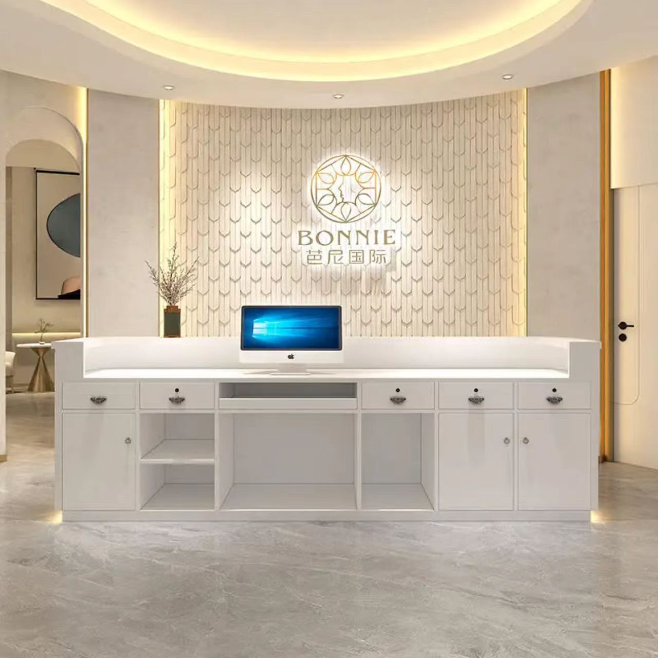 Custom Rectangular Salon & Spa Reception Desk A