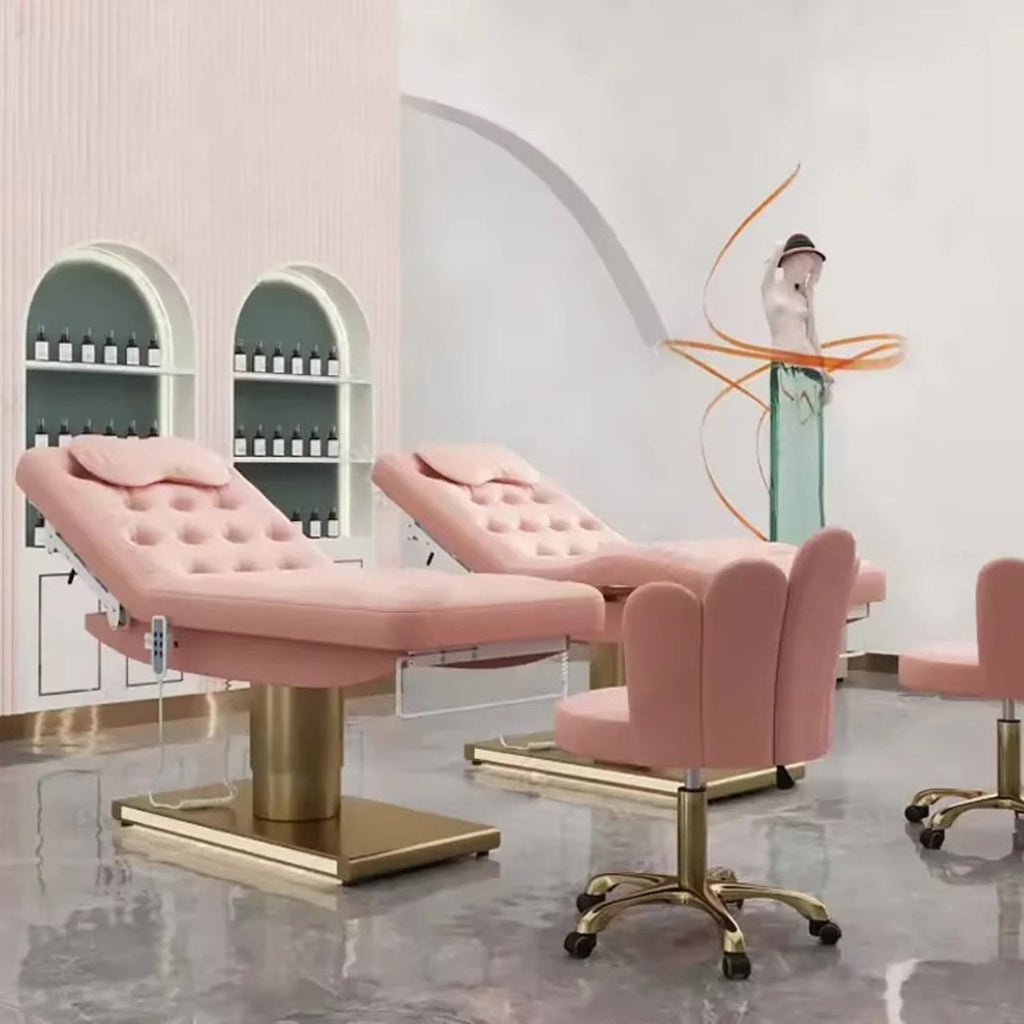 Height Adjustable Tufted Electric Beauty Bed for Lash & Waxing Treatments