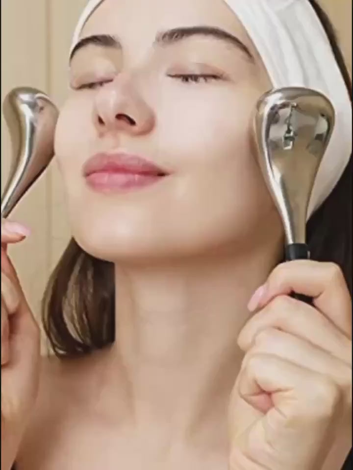 2pcs Reusable Facial & Eye Stainless Steel Facial Ice Balls Massager